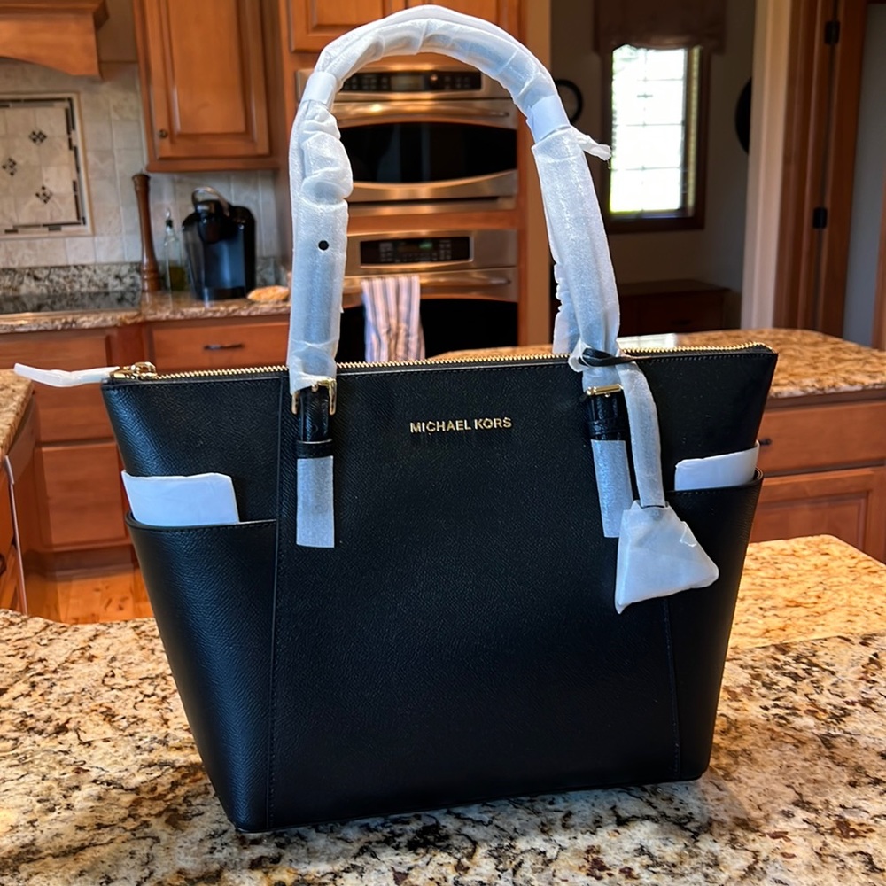 Michael Kors jet set large tote bag black